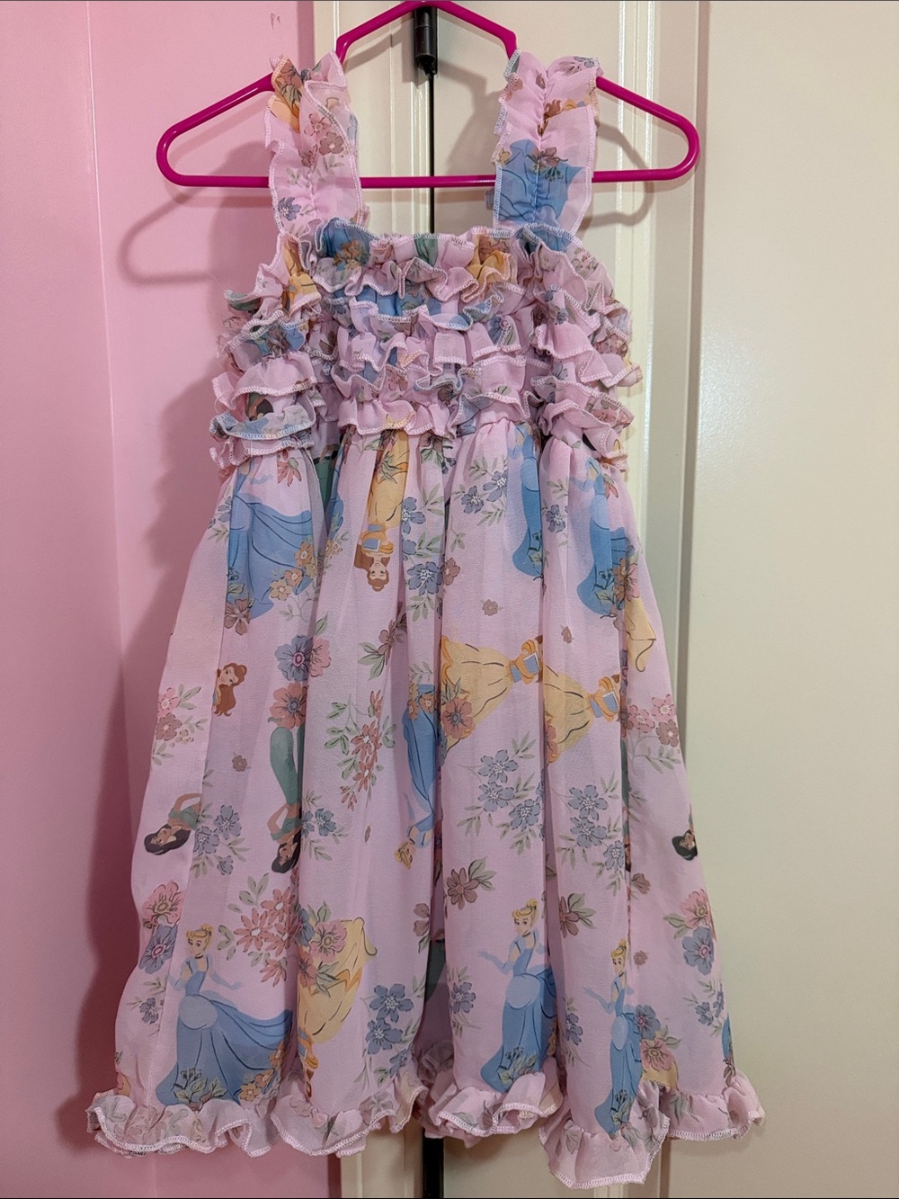 Pink Princess Print Ruffle Dress - Picture 4 of 4
